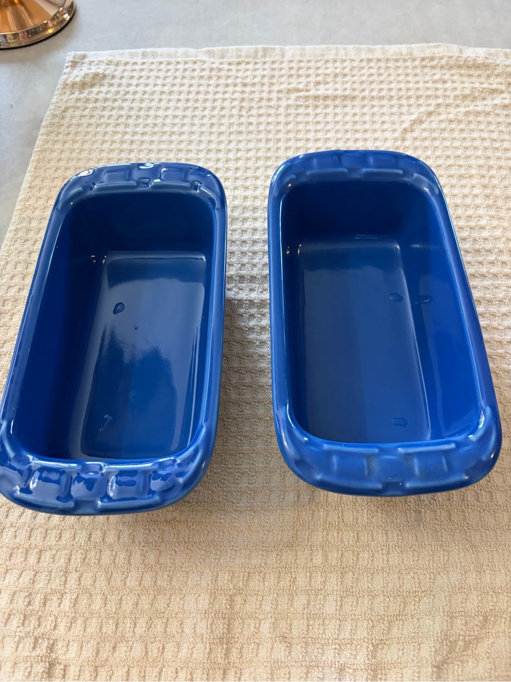 Longaberger Blue Ceramic Loaf Pans Set of 2
